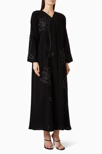Embroidered Abaya in Crepe