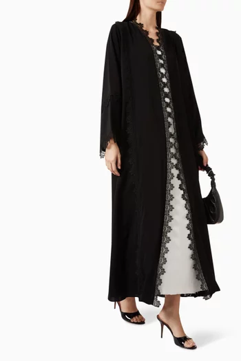 Lace-embroidered Abaya in Nada