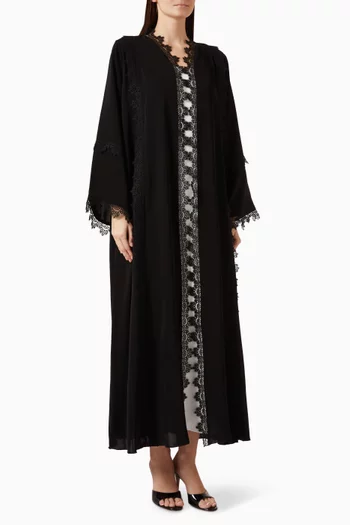 Lace-embroidered Abaya in Nada