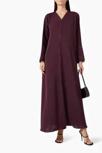 Lace-embroidered Abaya in Nada
