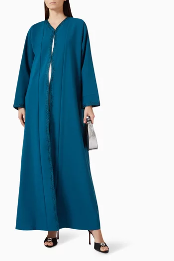 Cord-embroidered Abaya in Crepe
