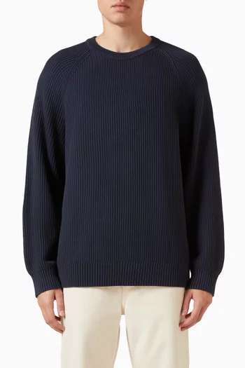 Washed Crewneck Sweater in Cotton-knit