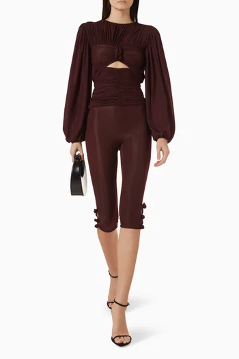 Aster Floral-appliqué Ruched Top