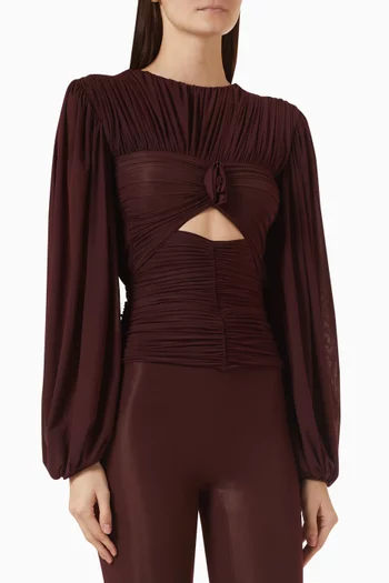 Aster Floral-appliqué Ruched Top
