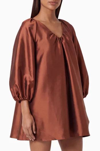 George Puff-sleeve Dress in Taffeta