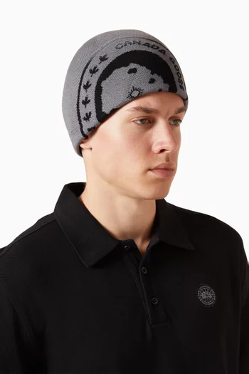 Contrast Logo Beanie in Knit