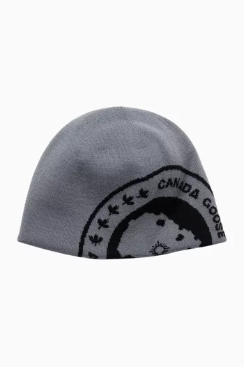 Contrast Logo Beanie in Knit