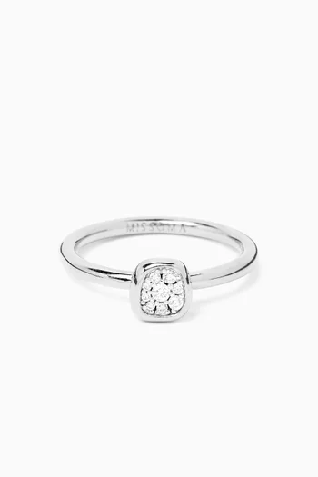 Molten Crystal Square Ring in Sterling Silver