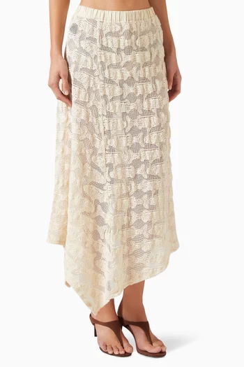 Finny Embroidered Skirt in Cotton-linen