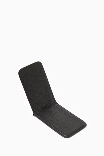 Cash Magnet Card Holder With Stand in Grained Calfskin