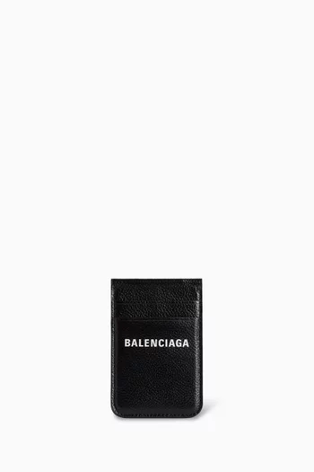 Cash Magnet Card Holder With Stand in Grained Calfskin