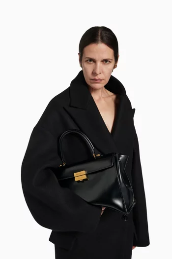 Medium Hourglass Avenue Top Handle Bag in Shiny Box Calfskin