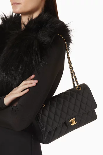 Medium Classic Double-flap Bag in Quilted Caviar Leather