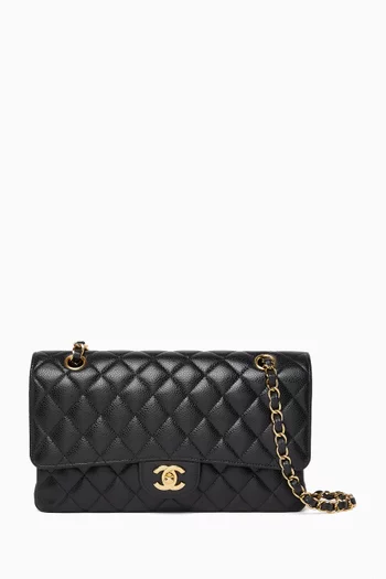 Medium Classic Double-flap Bag in Quilted Caviar Leather