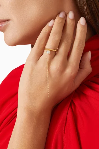 Lune Pearl Adjustable Ring in Gold-plated Sterling Silver
