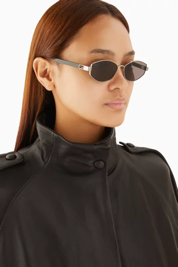 Baguette Geometric Sunglasses in Metal