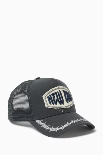 Distressed Patch Trucker Cap