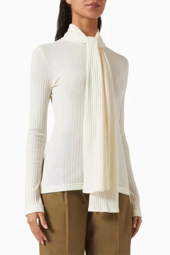 Ribbed Bow Blouse