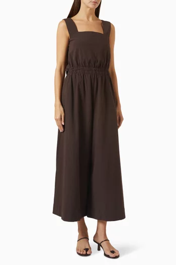 Open-back Jumpsuit in Seersucker