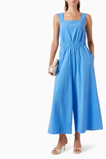 Open-back Jumpsuit in Seersucker
