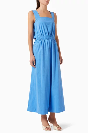 Open-back Jumpsuit in Seersucker