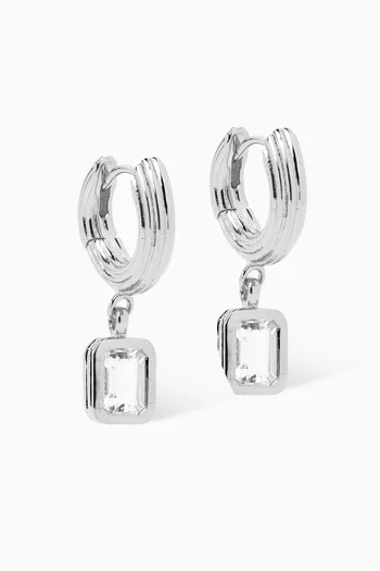 أقراط دائرية رايون مرصعة بتوباز مستطيل فضة إسترلينية