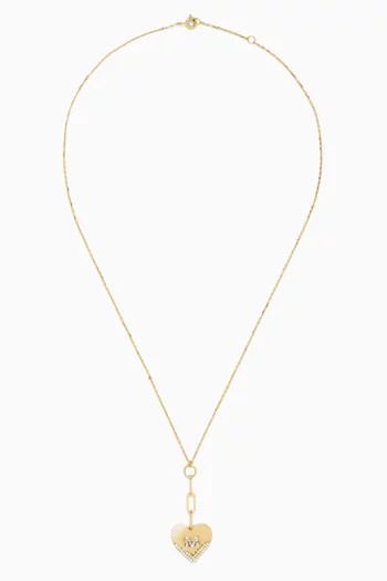 Single Letter Heart Coded Diamond Necklace in 18kt Gold