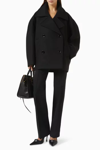 Short Cocoon Coat in Wool Blend