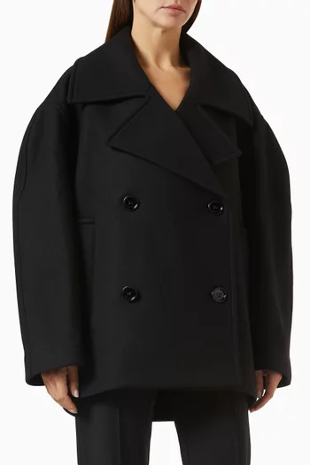 Short Cocoon Coat in Wool Blend