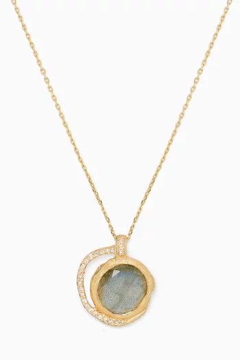 Gaia N°3 Moonstone & Diamond Necklace in 9kt Gold