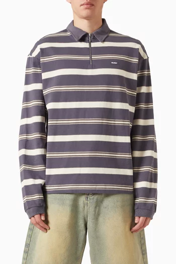 Striped Zip Polo Shirt