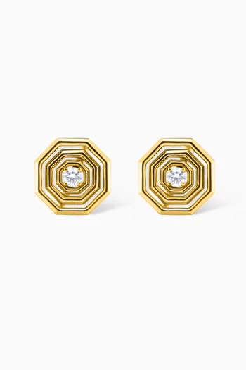 Barq Madar Diamond Stud Earrings in 18kt Yellow Gold