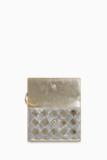 Andiamo Zipped Card Case in Intrecciato Lamina Leather