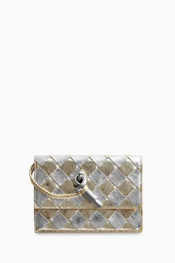 Andiamo Zipped Card Case in Intrecciato Lamina Leather
