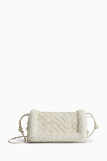 Notturno Pouch in Intrecciato Calfskin & Shearling Leather