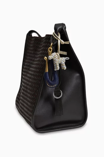 Dog Charm in Intreccio Leather