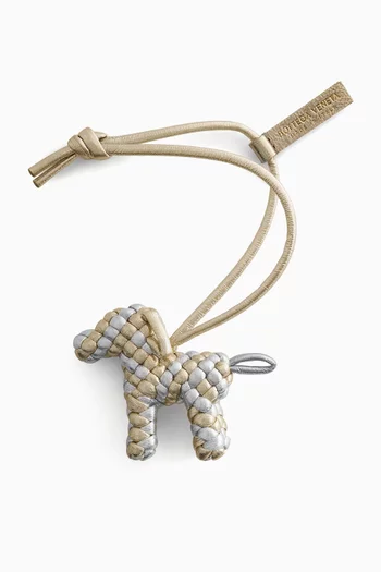 Dog Charm in Intreccio Leather