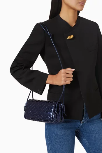 Notturno Pouch in Intrecciato Lamina Leather