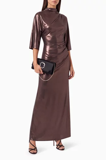 Shirred-waist Dolman-sleeve Gown in Jersey