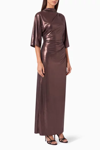 Shirred-waist Dolman-sleeve Gown in Jersey