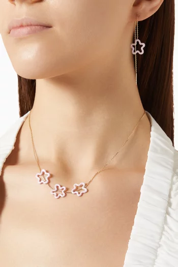 Flower Chain Single Earring in Enamel & 9kt Gold