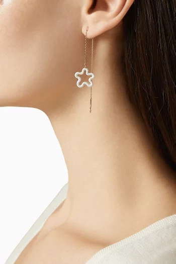Flower Chain Single Earring in Enamel & 9kt Gold