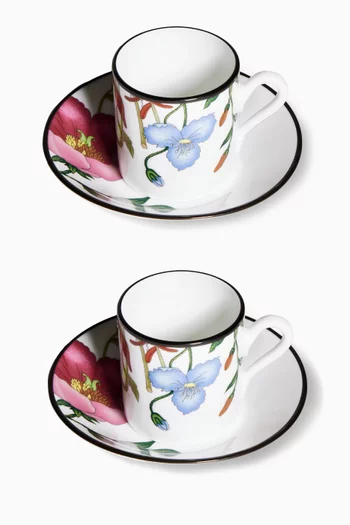 Flora Coffee Cup & Saucer, Set of 2