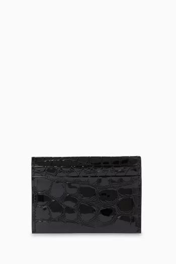 Bettina Cardholder in Croc-effect Patent Leather