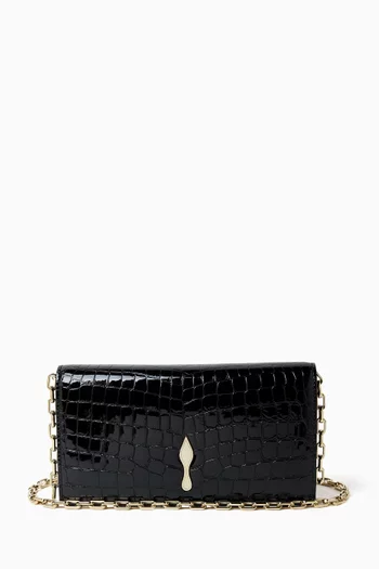 Bettina Clutch in Croc-effect Patent Leather
