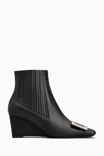 Belle Vivier 60 Wedge Booties in Leather