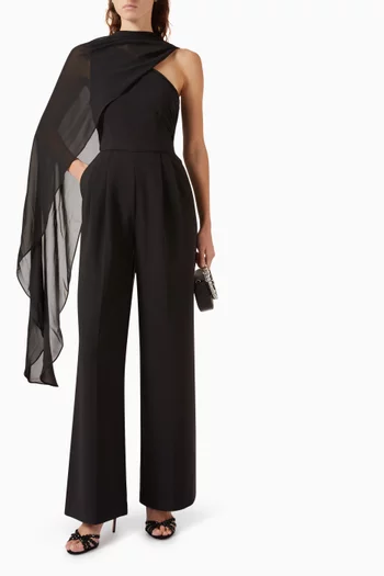 Illia Cape Jumpsuit in Crepe