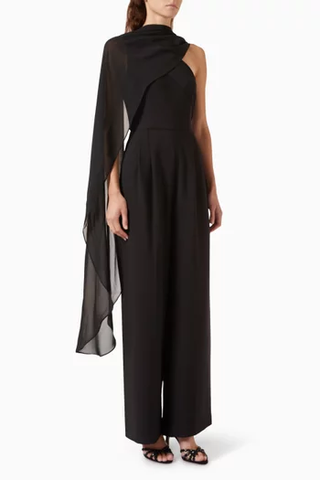 Illia Cape Jumpsuit in Crepe