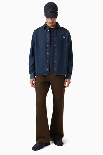 Logo Patch Overshirt in Denim