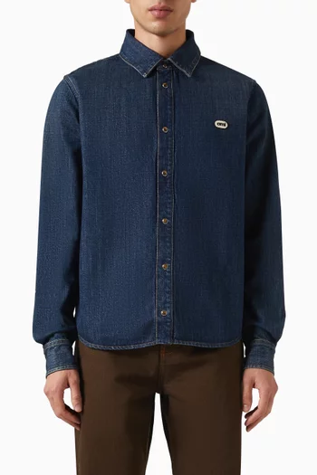 Logo Patch Overshirt in Denim